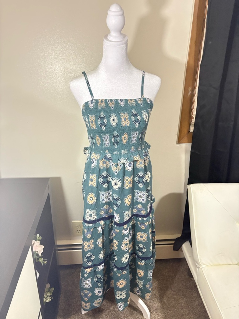 Target Teal Floral Smocked Maxi Dress